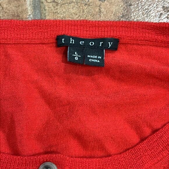 Theory Womens Long Sleeve half button down Wool Knit Sweatshirt size L - Picture 5 of 8